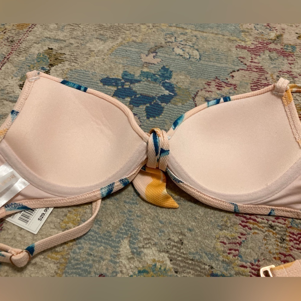 NWT Shade & Shore Grapefruit Pink And Orange Bikini Top Size 32B - Picture 7 of 13